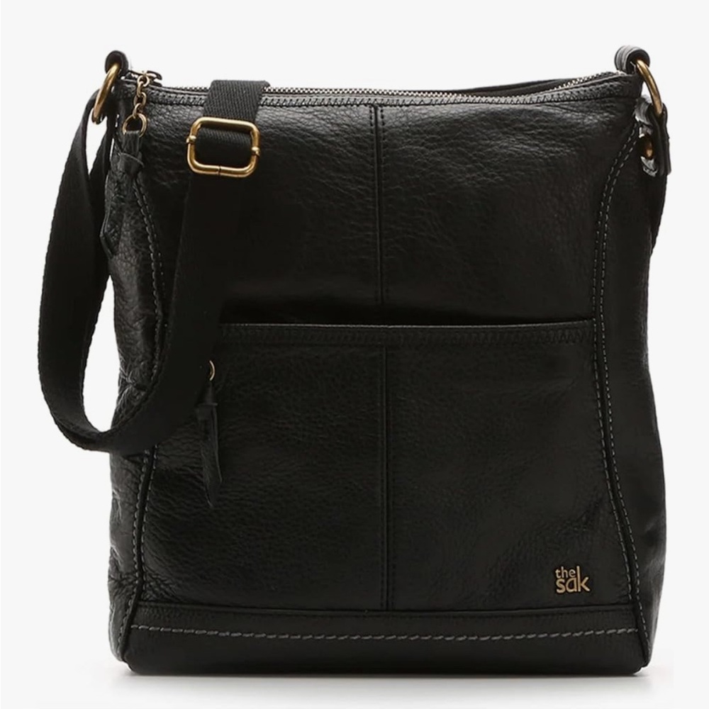 The Sak Black Crossbody Bag with Gold Accents